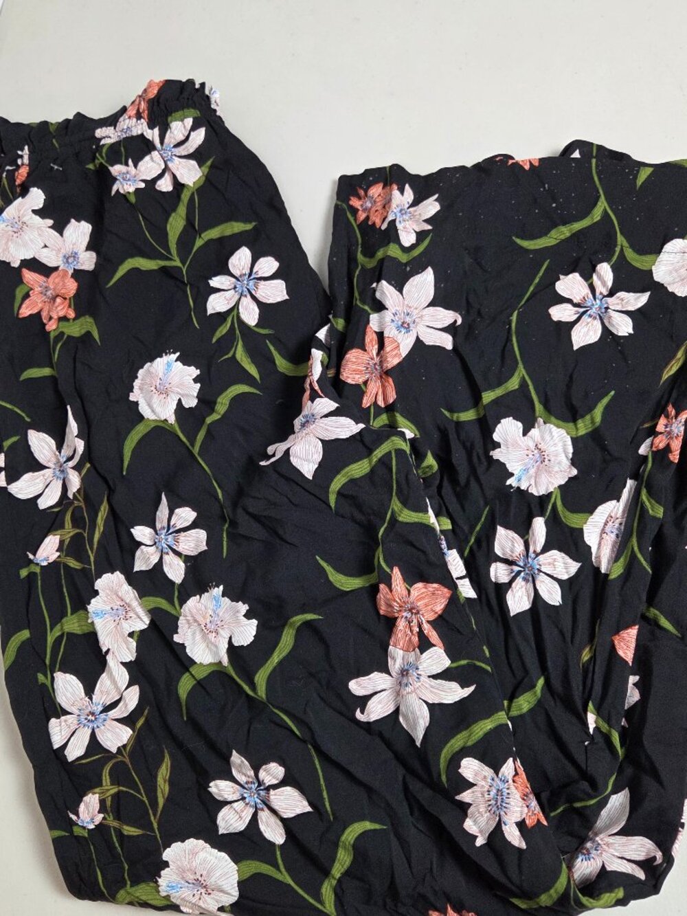 Shade & Shore Women’s Medium Tropical Floral Wide Leg Swim Cover-Up Pants Black